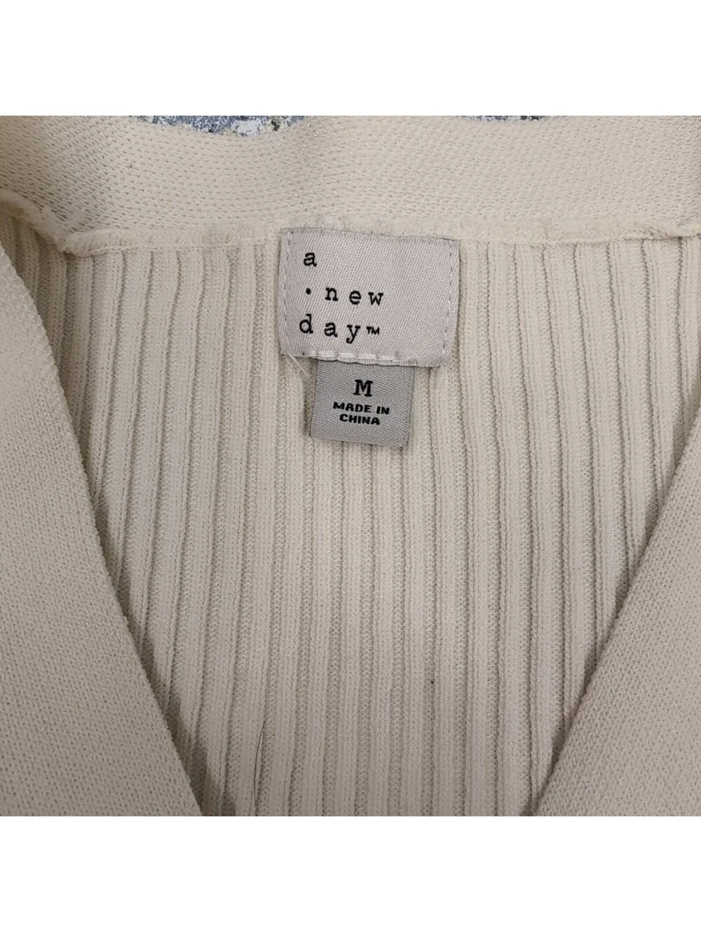 A New Day Ribbed Button Front Midi Sweater Dress Cream Ivory M Bell Sleeve